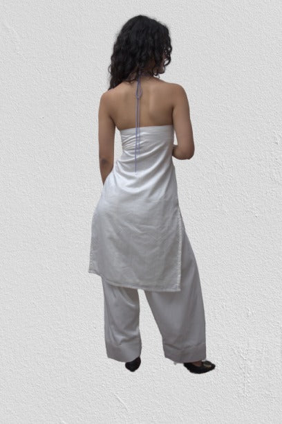 Luxury White Muslin Kurti with Handcrafted Zardozi Embroidery for Women