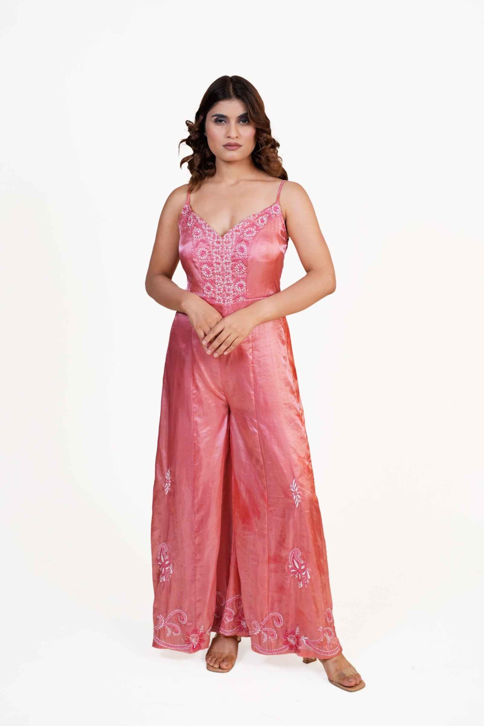 Darpan - Blush Pink Jumpsuit with Chikankari and Zardozi Embroidery