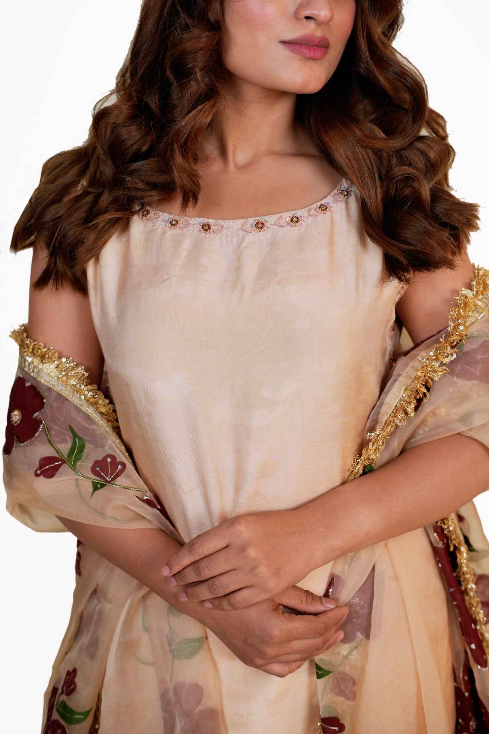 Tahjeeb Chikankari Kurta Plazo Set with Zardozi Embroidery