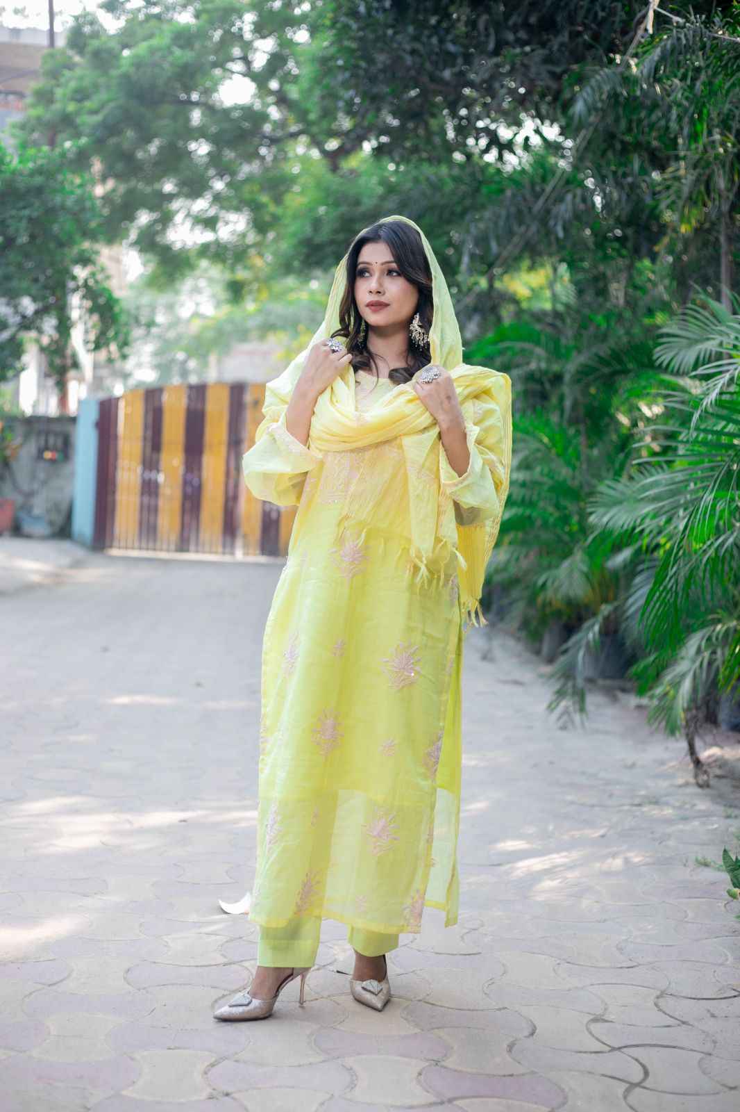 Amaltaas – Lemon Yellow Chikankari Kurta Set with Dupatta