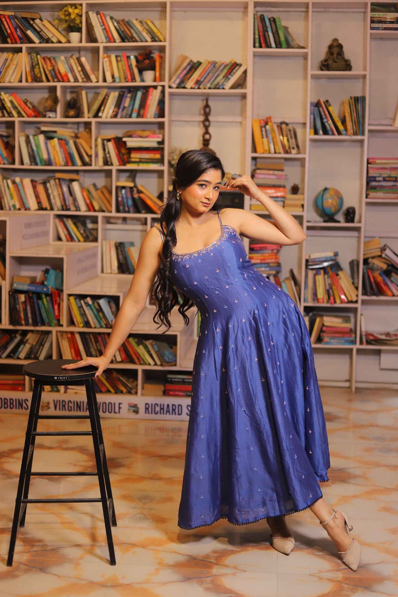 Neelaya Grace – Hand-Embroidered Blue Maxi Dress