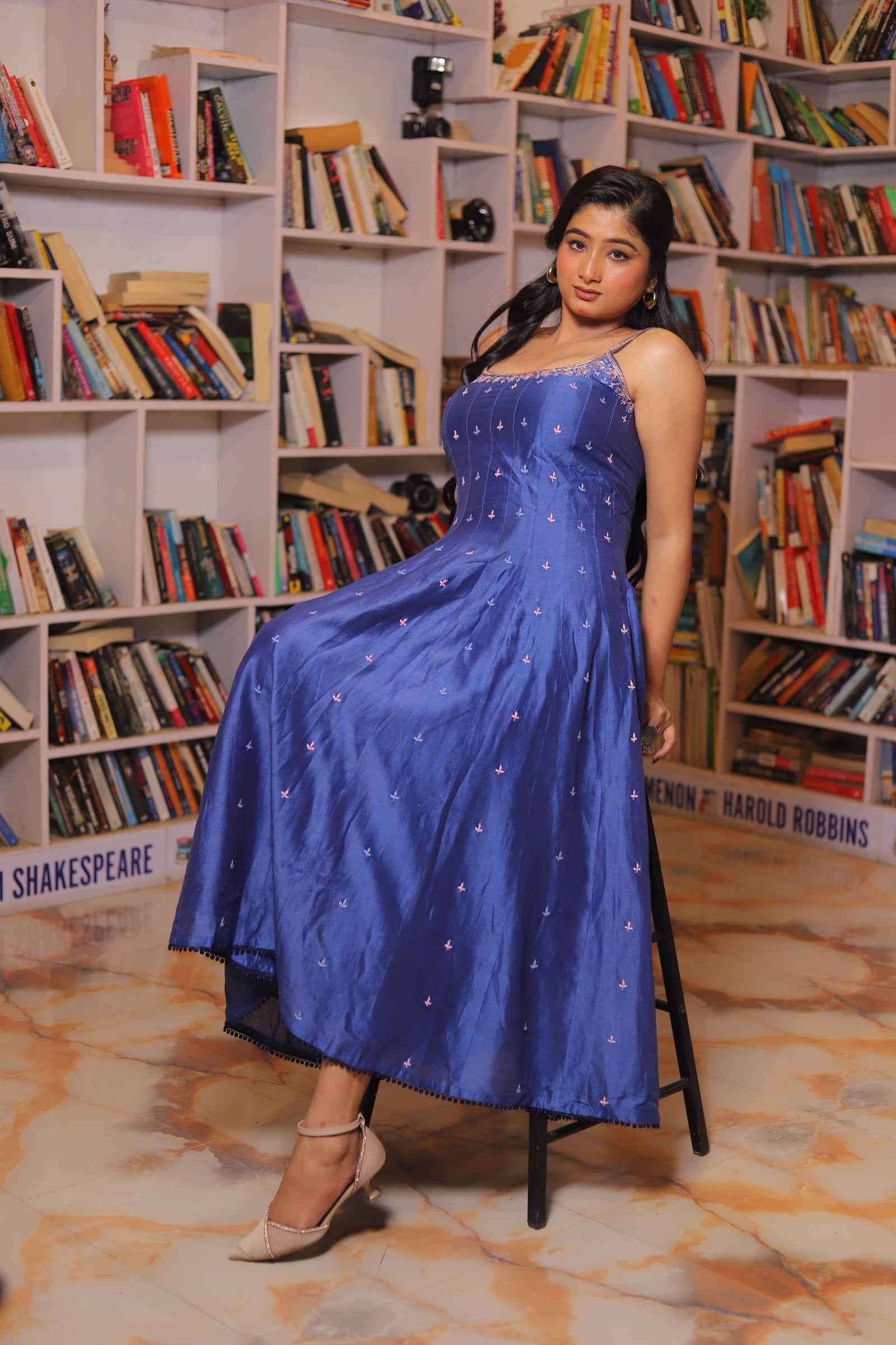 Neelaya Grace – Hand-Embroidered Blue Maxi Dress