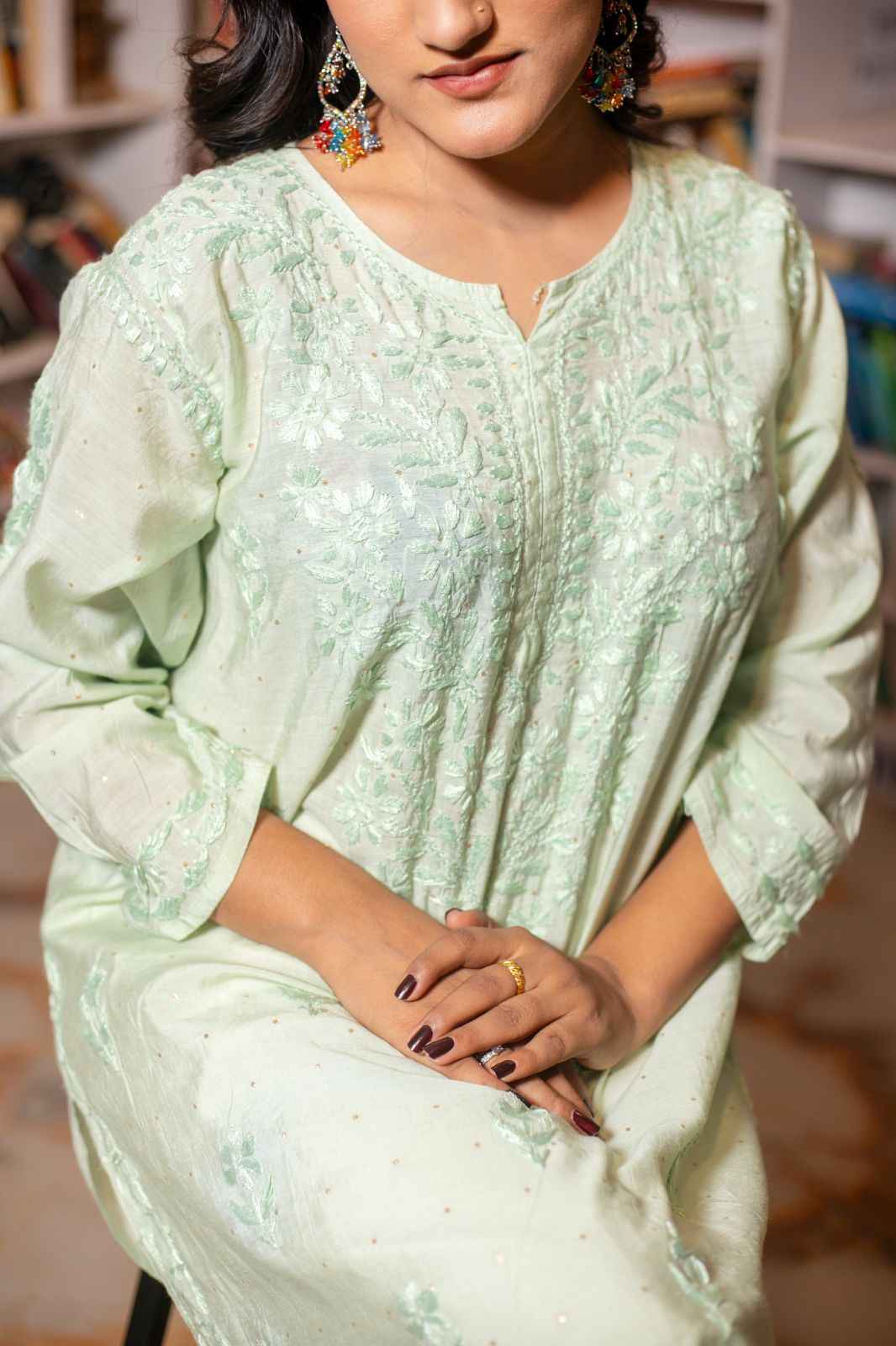 Gulzaar Mint Green Ethnic Kurti