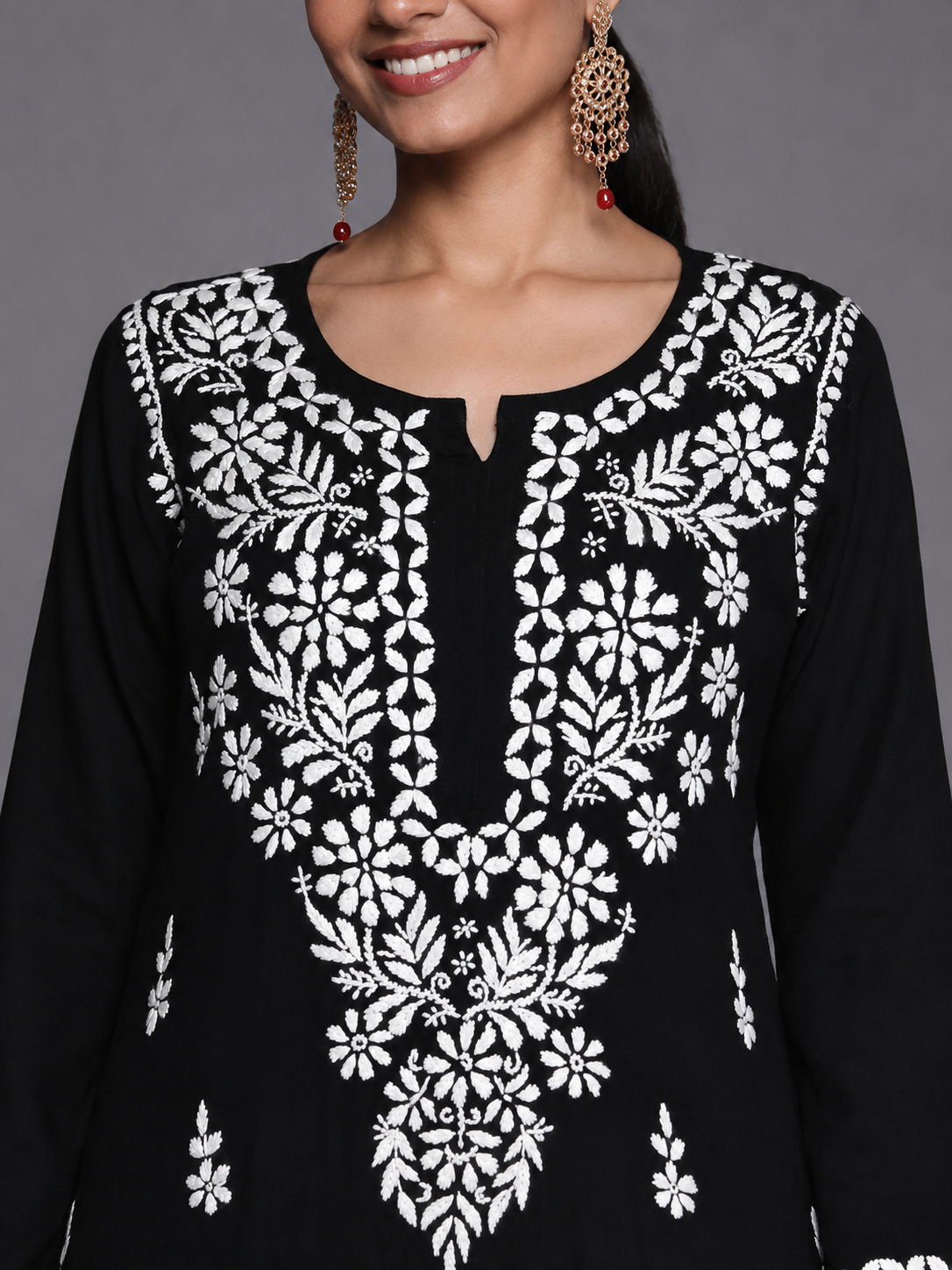 Black & White Chikankari Embroidered Straight Kurta Palazzo Set – Rakhi Special Festive Ethnic Wear for Women