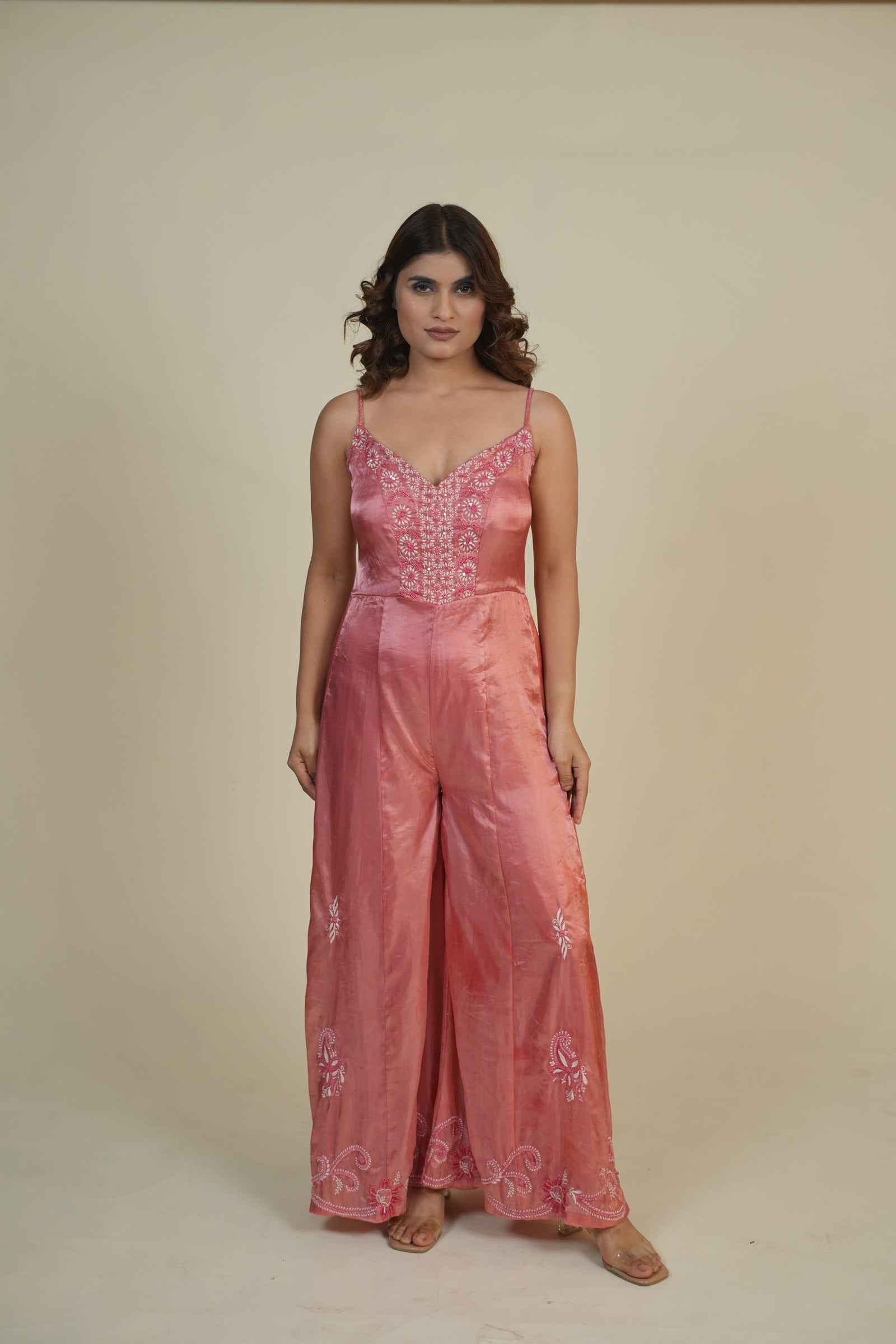 Darpan - Blush Pink Jumpsuit with Chikankari and Zardozi Embroidery