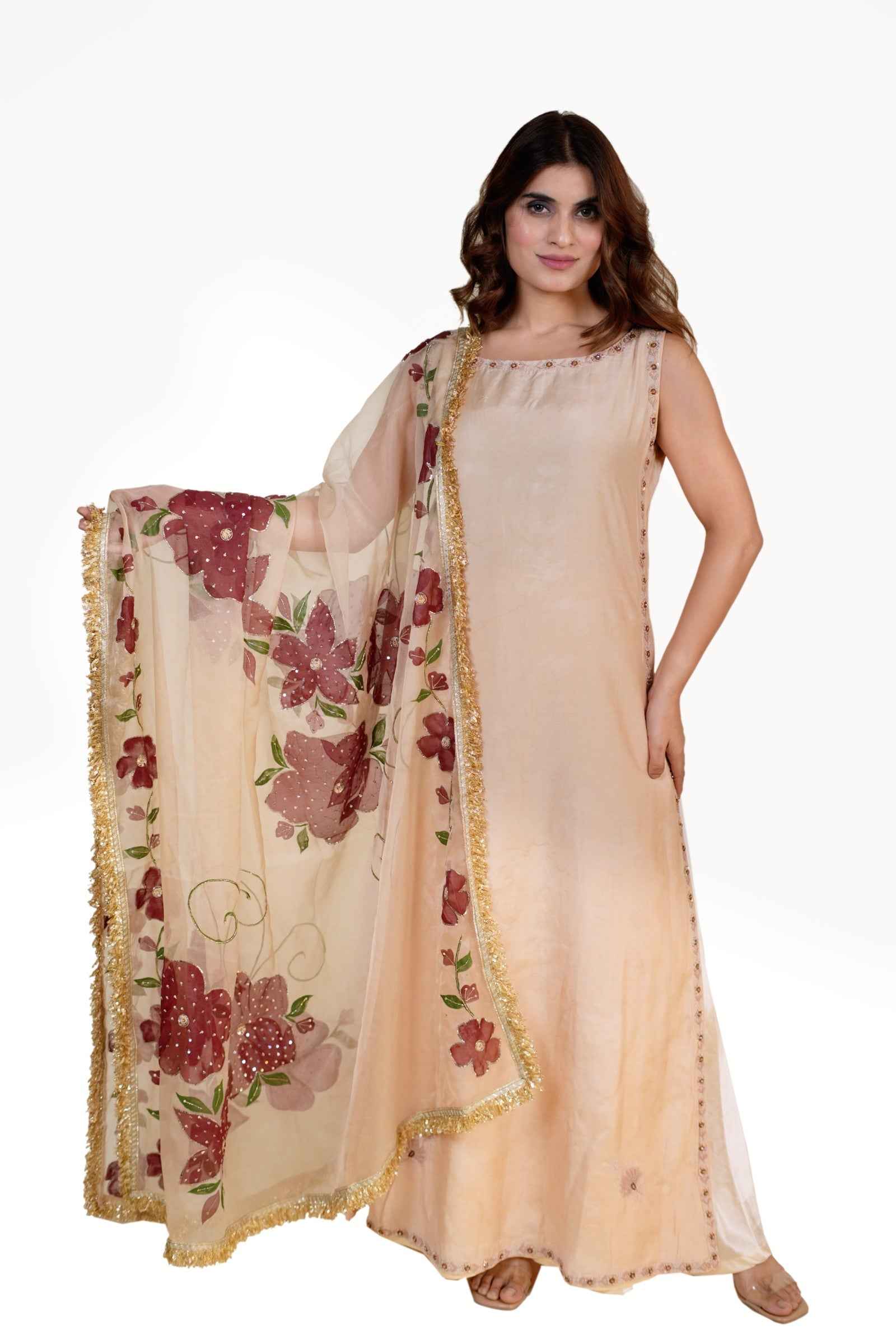 Tahjeeb Chikankari Kurta Plazo Set with Zardozi Embroidery