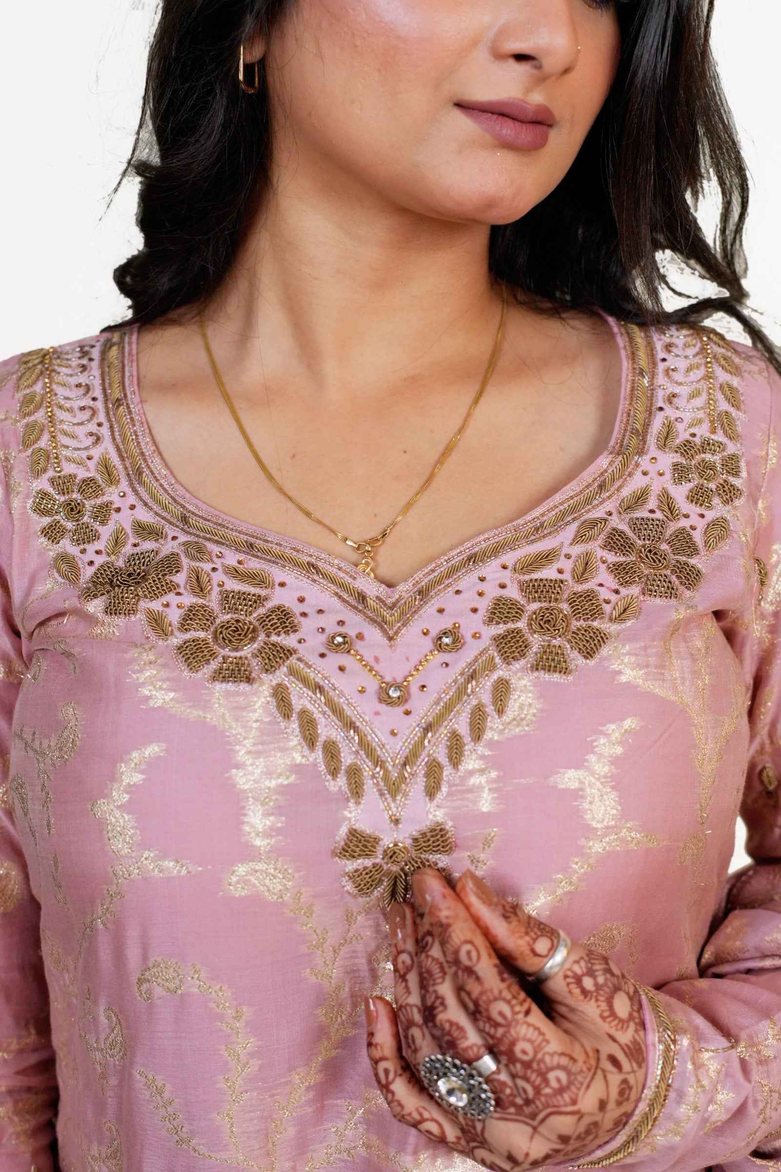 Haya- Pastel Pink Banarasi Suit With Handcrafted Zardozi Embroidery & Banarasi Dupatta