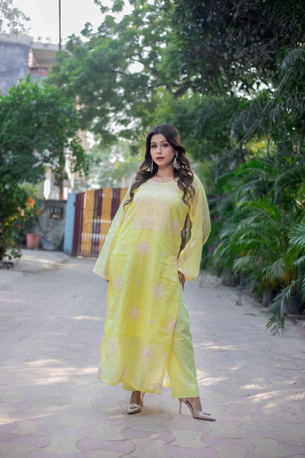 Amaltaas – Lemon Yellow Chikankari Kurta Set with Dupatta