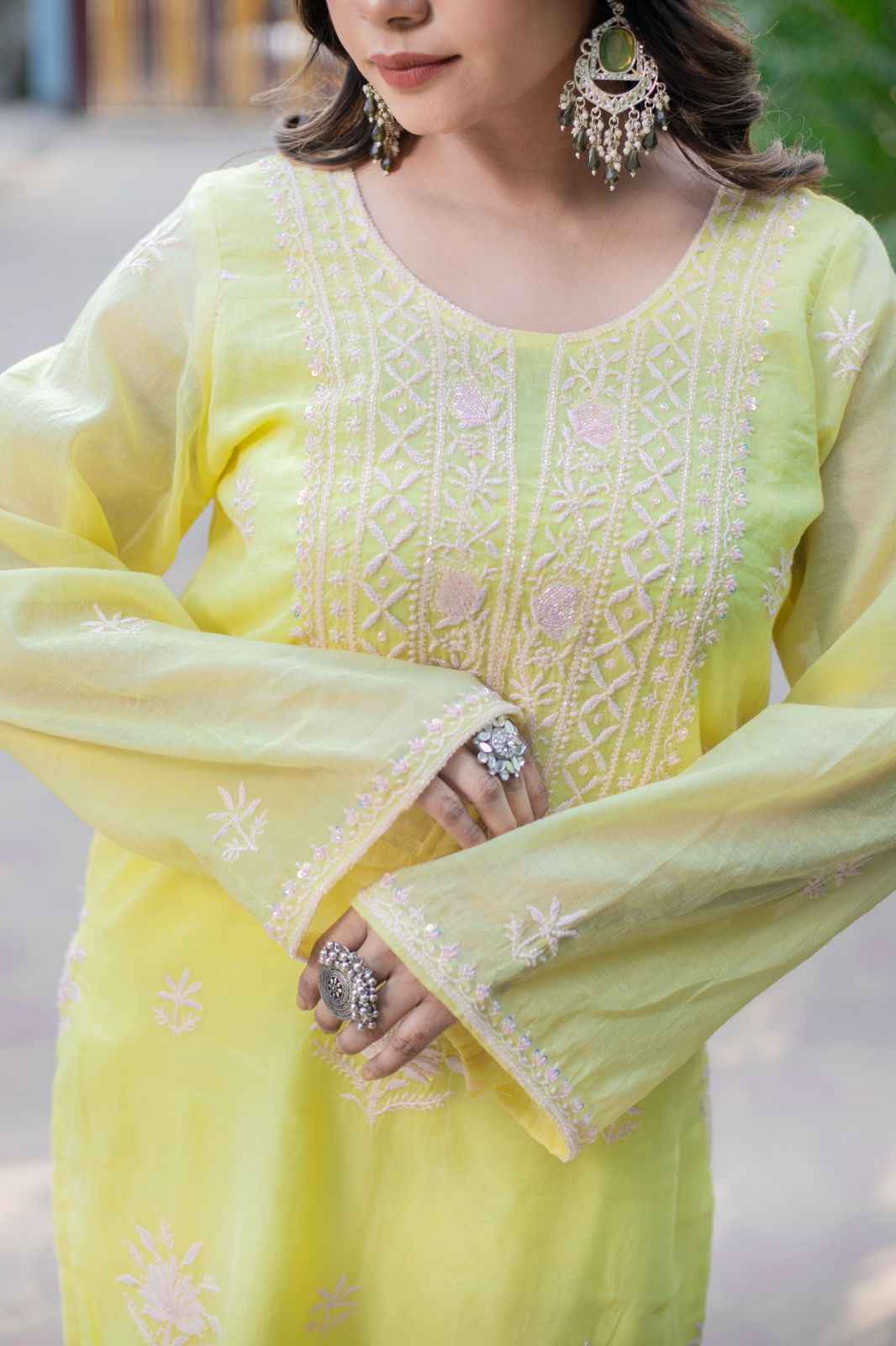 Amaltaas – Lemon Yellow Chikankari Kurta Set with Dupatta