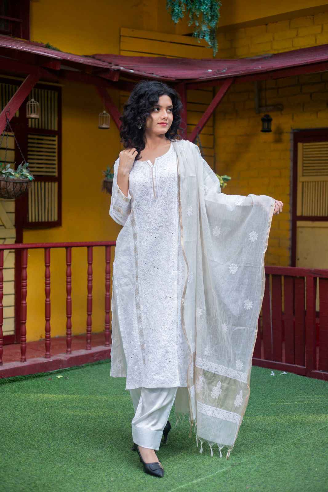 Safed-E-Noor – Pure White Chikankari Kurta Set with Dupatta