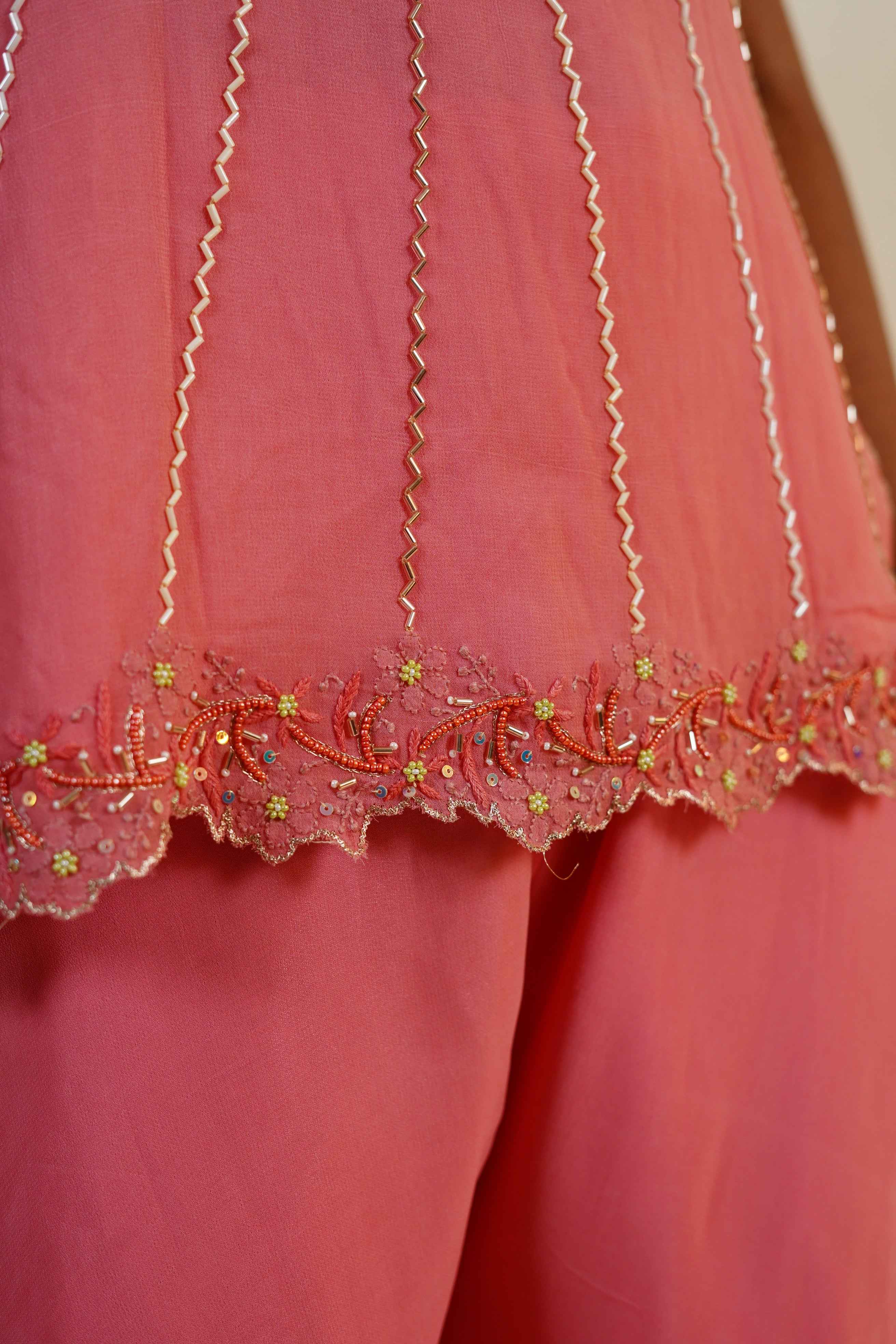 Sitarah – Fuschia Royale Handcrafted Sharara Set in Chikankari & Zardozi